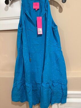 Lilly Pulitzer Teal Blue Sleeveless Sundress with Gold Accents